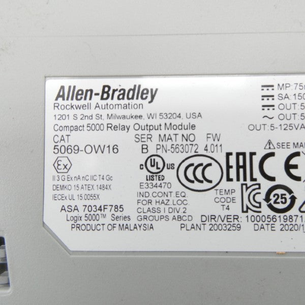 ALLEN BRADLEY 5069-OW16 SER. B F/W 4.011 5-125VAC (BR/WH) NSMP