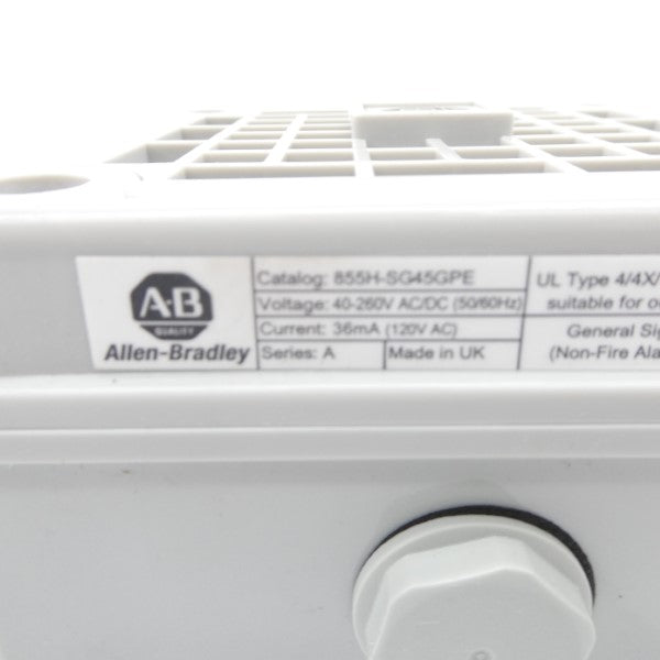 ALLEN BRADLEY 855H-SG45GPE SER. A 40-260VAC/DC (BR/WH) NSMP