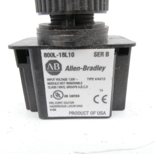 ALLEN BRADLEY 800L-18L10 SER. B 120V NSNP