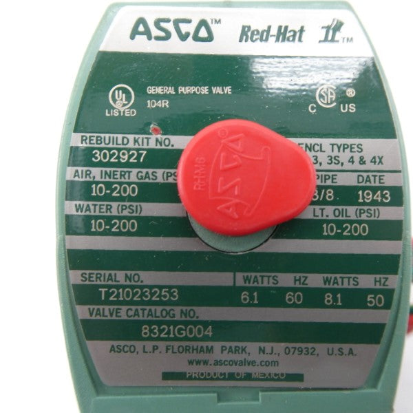 ASCO 8321G004 110/120V 10-200PSI 3/8" NSMP