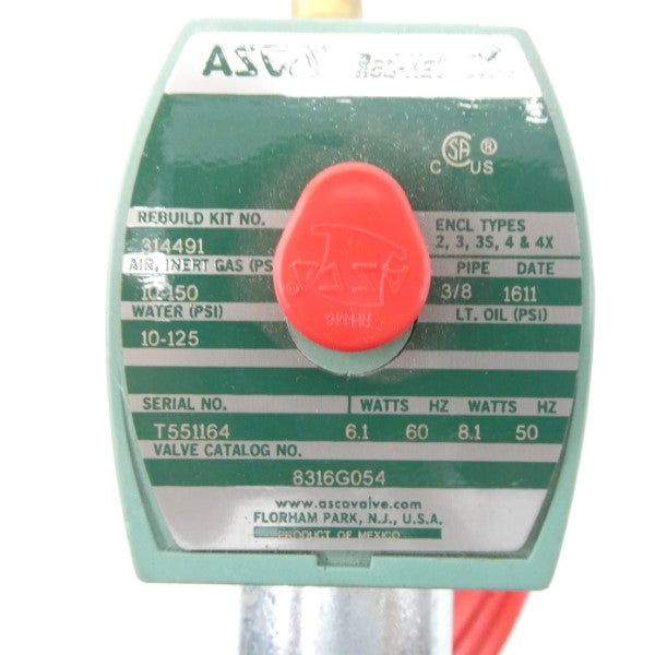 ASCO 8316G054 110/120V 10-125PSI 3/8" NSNP
