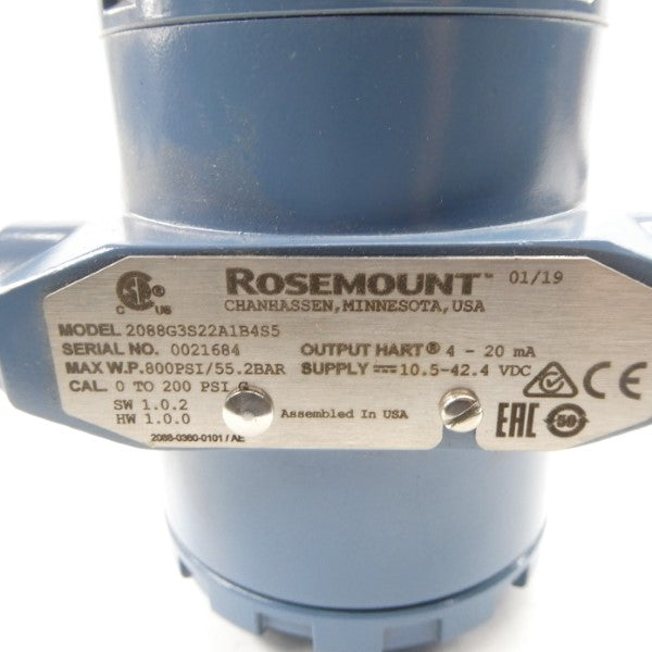 ROSEMOUNT 2088G3S22A1B4S5 10.5-42.4VDC 800PSI NSNP