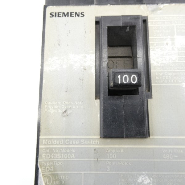 SIEMENS ED43S100A 480V 100A UNMP