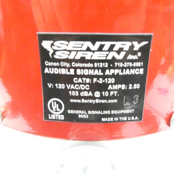 SENTRY SIREN F-2-120 120VAC/DC 2.5A NSNP