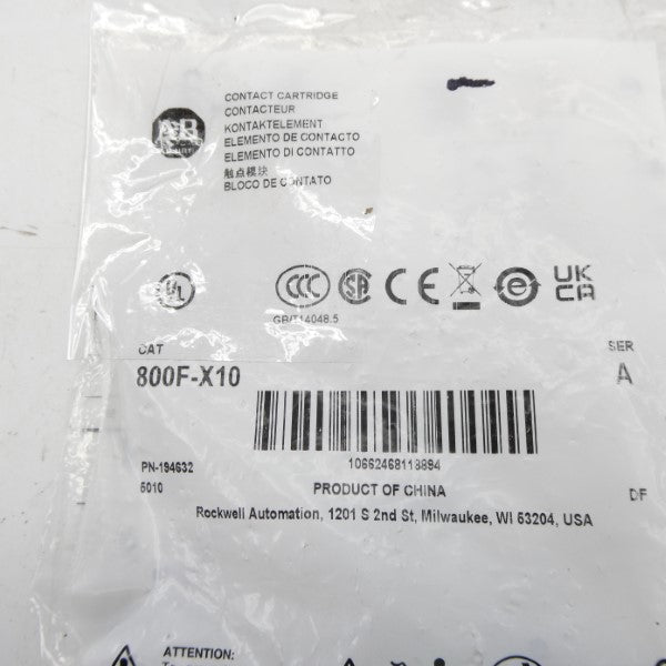 ALLEN BRADLEY 800F-X10 SER. A NSMP