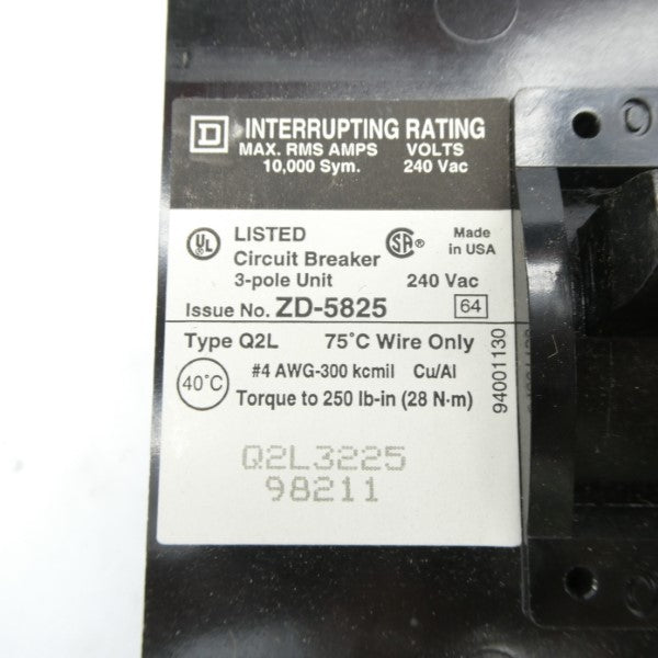 SQUARE D Q2L3225 240VAC 225A NSMP