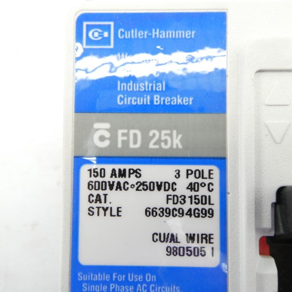 CUTLER HAMMER FD3150L 600VAC 150A NSNP