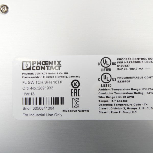 PHOENIX CONTACT FLSWITCHSFN16TX 2891933 24VDC NSMP