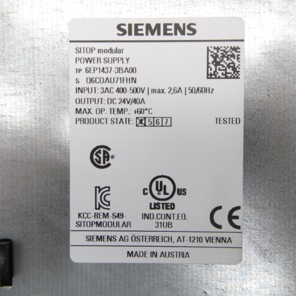 SIEMENS 6EP1437-3BA00 400-500V 2.6A NSNP