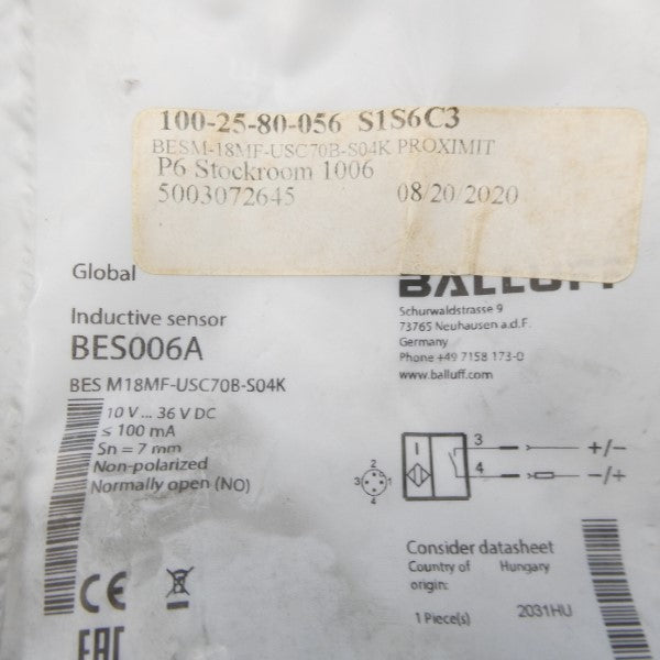 BALLUFF BESM18MF-USC70B-S04K BES006A 10-36VDC NSMP