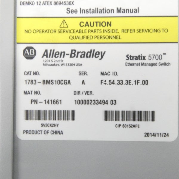 ALLEN BRADLEY 1783-BMS10CGA SER. A 12-48VDC NSMP