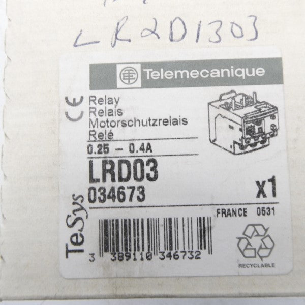 TELEMECANIQUE LRD03 0.25-0.4A NSFS
