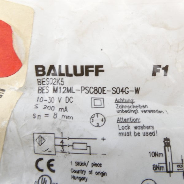 BALLUFF BESM12ML-PSC80E-S04G-W BES02K5 10-30VDC NSMP