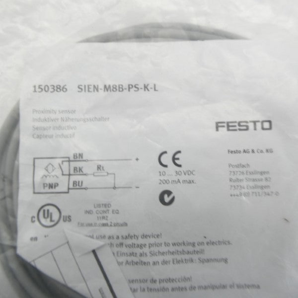 FESTO SIEN-M8B-PS-K-L 150386 10-30VDC NSMP