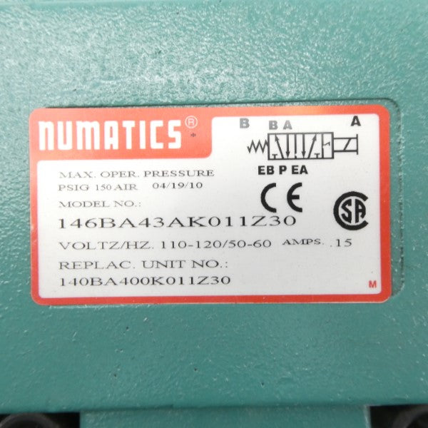 NUMATICS 146BA43AK011Z30 110-120V .15A 150PSI NSNP