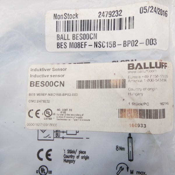 BALLUFF BESM08EF-NSC15B-BP02-003 BES00CN NSMP