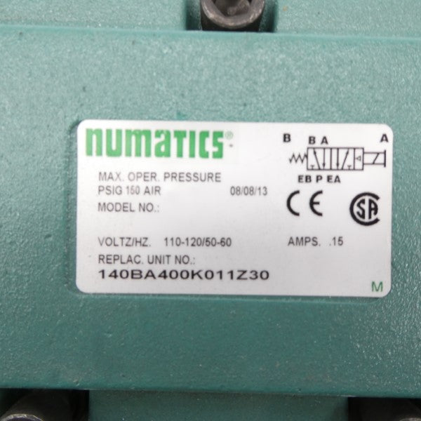 NUMATICS 140BA400K011Z30 110-120V .15A 150PSI NSNP