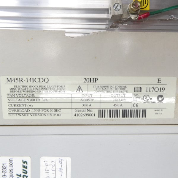CONTROL TECHNIQUES 9500-8602 M45R-14ICDQ 240/480VAC 31A UNMP