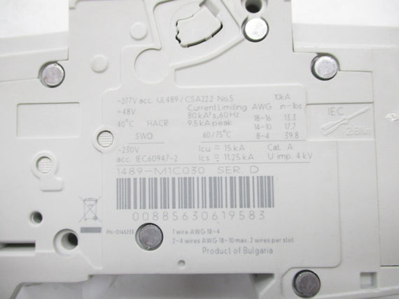 ALLEN BRADLEY 1489-M1C030 SER. D 277VAC 3A (PKG OF 2) NSMP