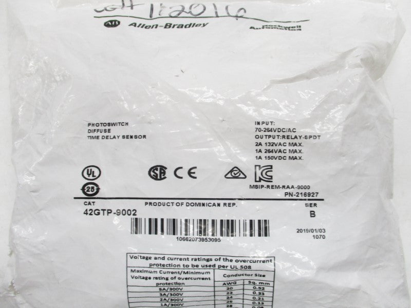 ALLEN BRADLEY 42GTP-9002 SER. B 70-264VDC/AC NSMP