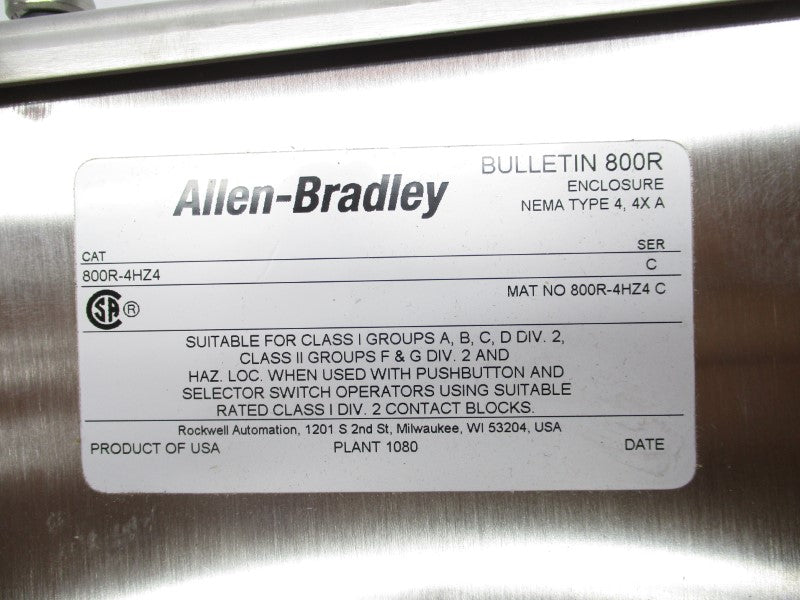 ALLEN BRADLEY 800R-4HZ4 SER. C (BR/WH) NSMP