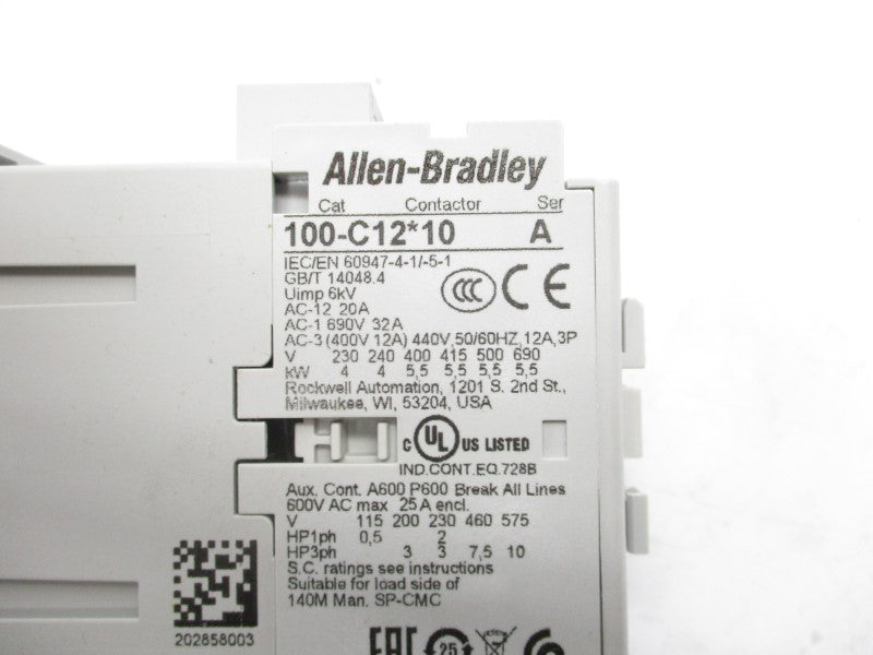 ALLEN BRADLEY 100-C12J10 SER. A 24V (WH) NSMP