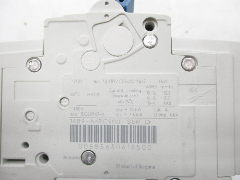 ALLEN BRADLEY 1489-M3C500 SER. D 277V 50A NSMP