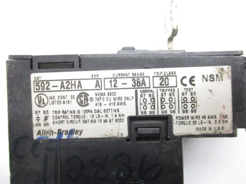 ALLEN BRADLEY 592-A2HA SER. A 600V 12-38A NSNP