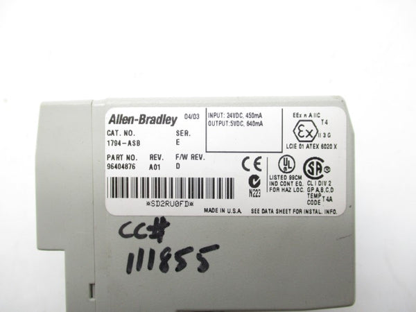 ALLEN BRADLEY 1794-ASB SER. E F/W D 24VDC NSNP