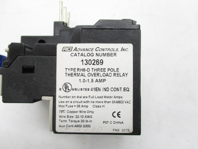 ADVANCE CONTROLS 130269 600VAC 1-1.5A NSMP
