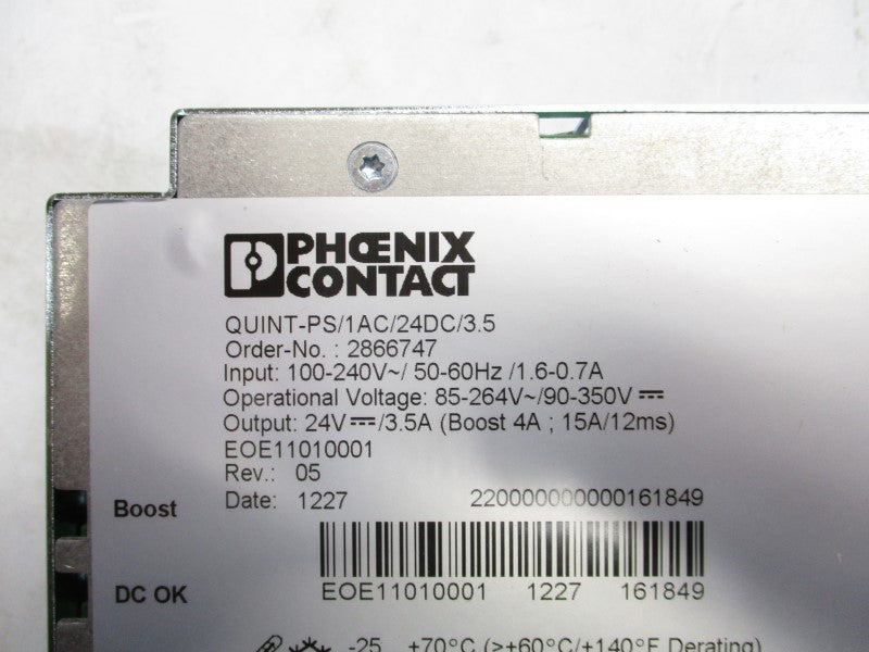 PHOENIX CONTACT QUINT-PS/1AC/24DC/3.5 2866747 100-240V 0.7-1.6A NSNP