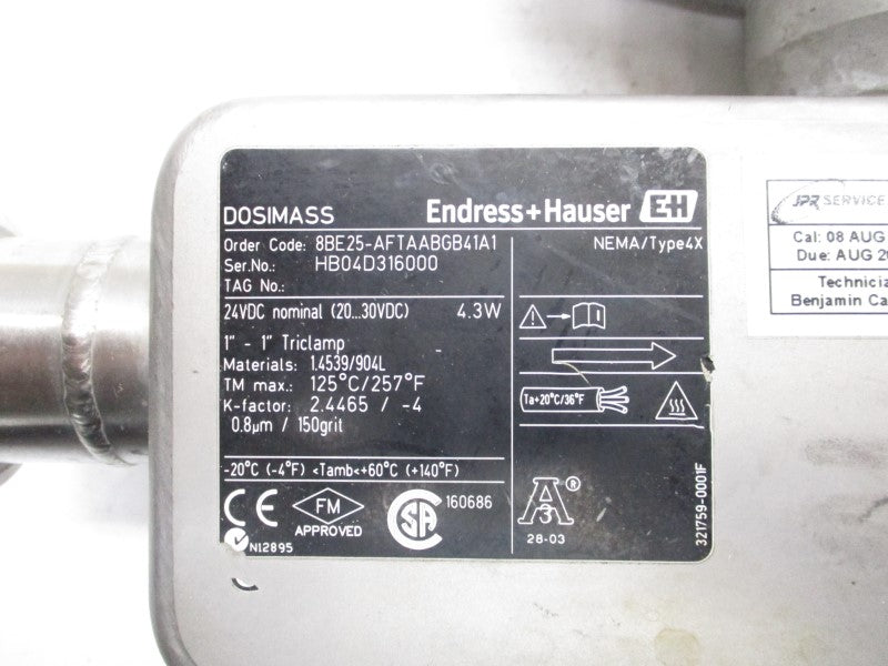 ENDRESS+HAUSER 8BE25-AFTAABGB41A1 DOSIMASS 24VDC NSNP