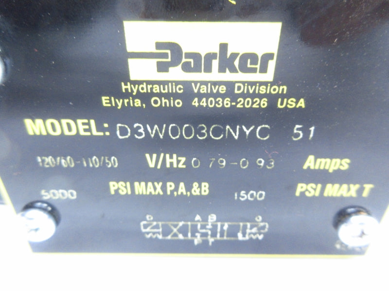 PARKER D3W003CNYC51 110-120V 0.79-0.93A 5000PSI NSMP