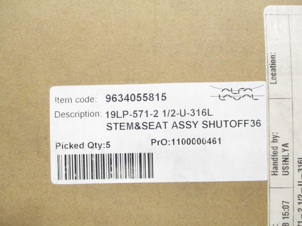 ALFA LAVAL 9634055815 19LP-571-21/2-U-316L (PKG OF 5) NSMP