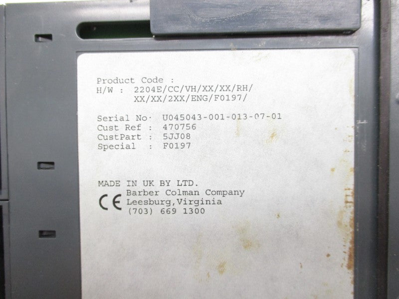 BARBER COLMAN 2204E/CC/VH/XX/XX/RH/XX/XX/2XX/ENG/F0197/ NSMP
