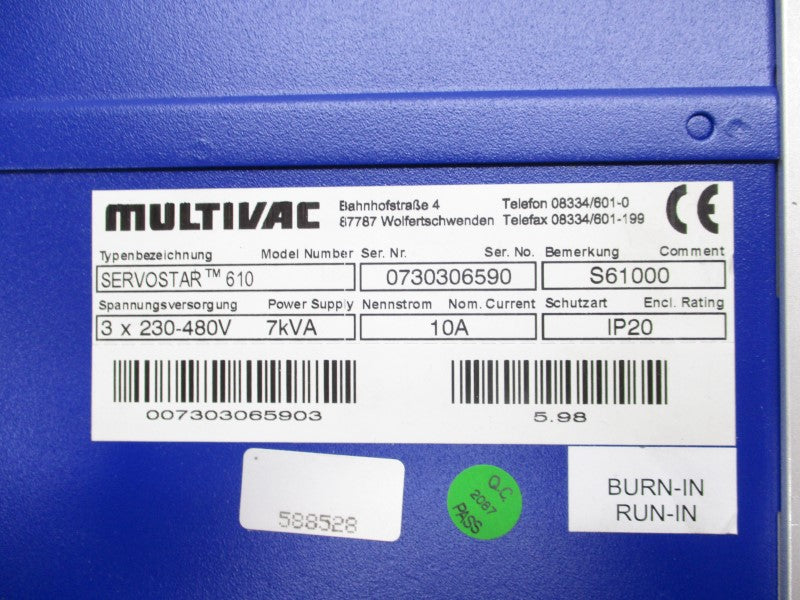 MULTIVAC S61000 SERVOSTAR610 230-480V 10A NSMP