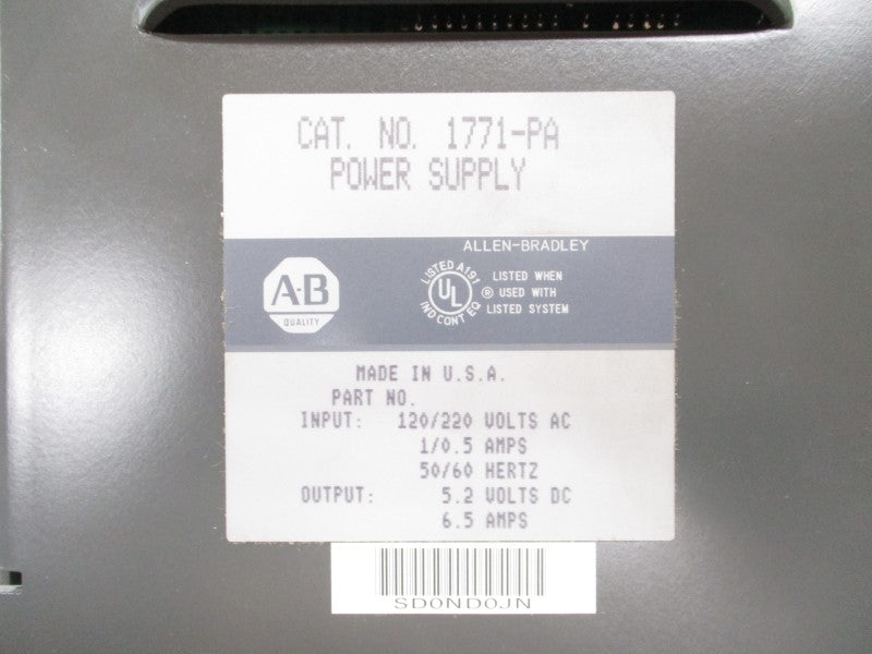 ALLEN BRADLEY 1771-PA 120/220VAC 1/0.5A NSNP