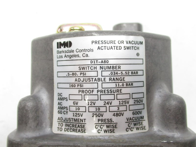 BARKSDALE D1T-A80 600V .5-80PSI NSMP