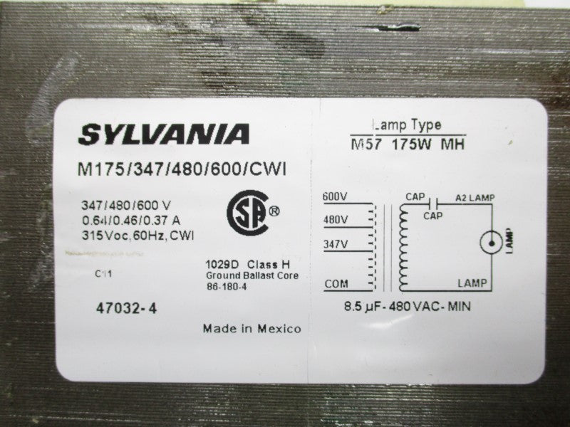 SYLVANIA M175/347/480/600/CWI 47032-4 600V 0.64A NSMP