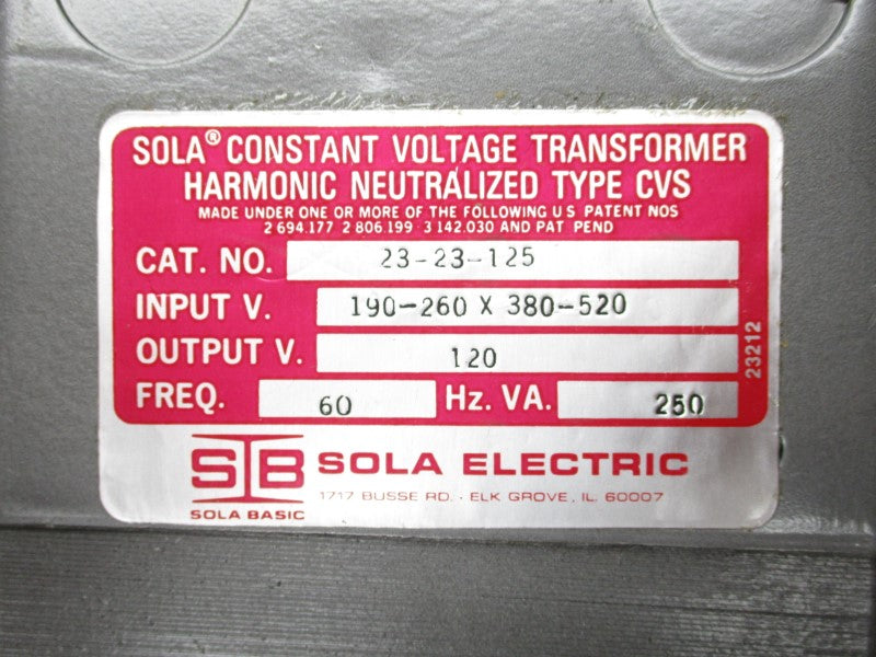 SOLA ELECTRIC 23-23-125 190-260/380-520V NSMP