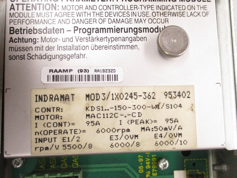 INDRAMAT MOD3/1X0245-362 KDS1-150-300-W1/S104 95A UNMP