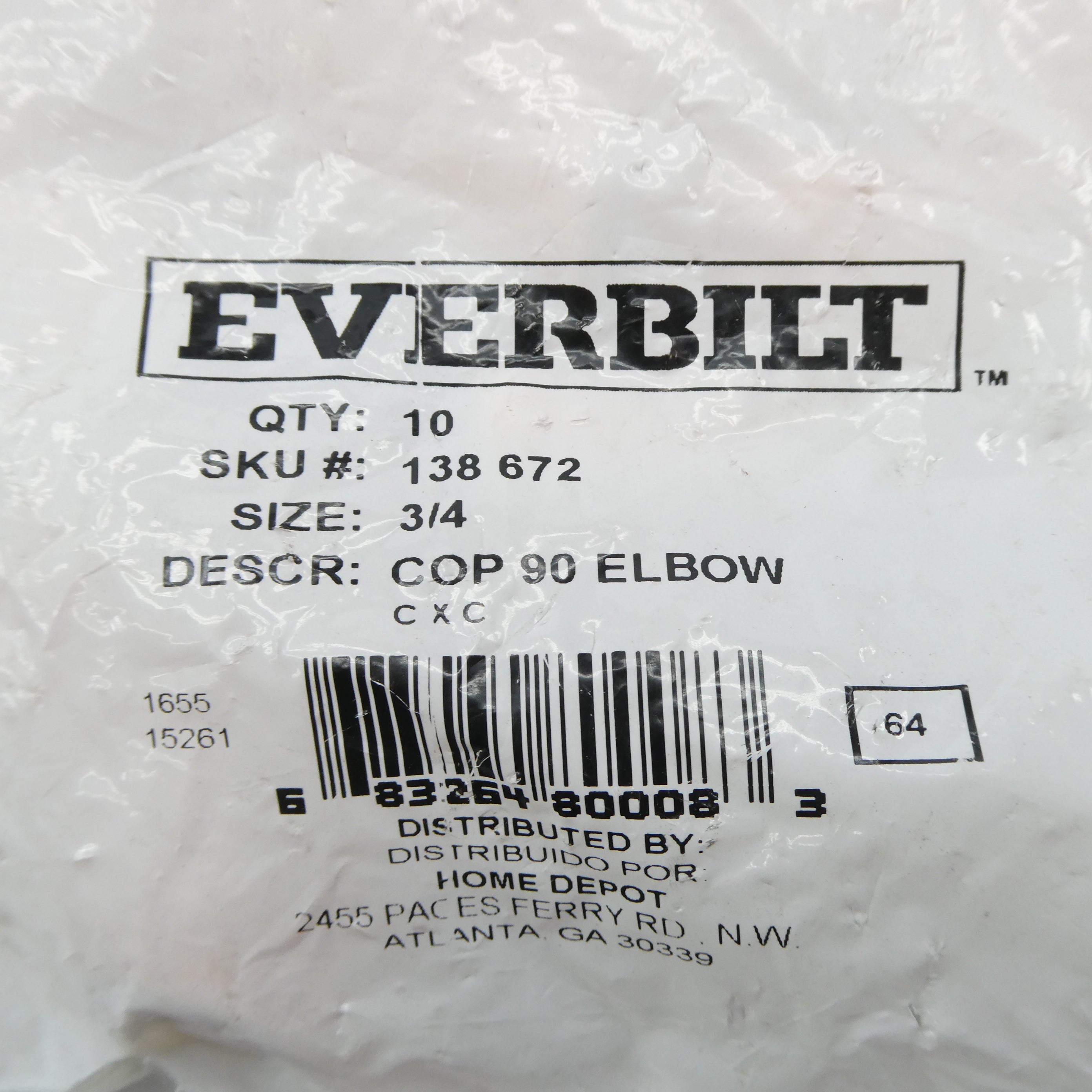 EVERBILT 138672 3/4" (PKG OF 10) NSMP