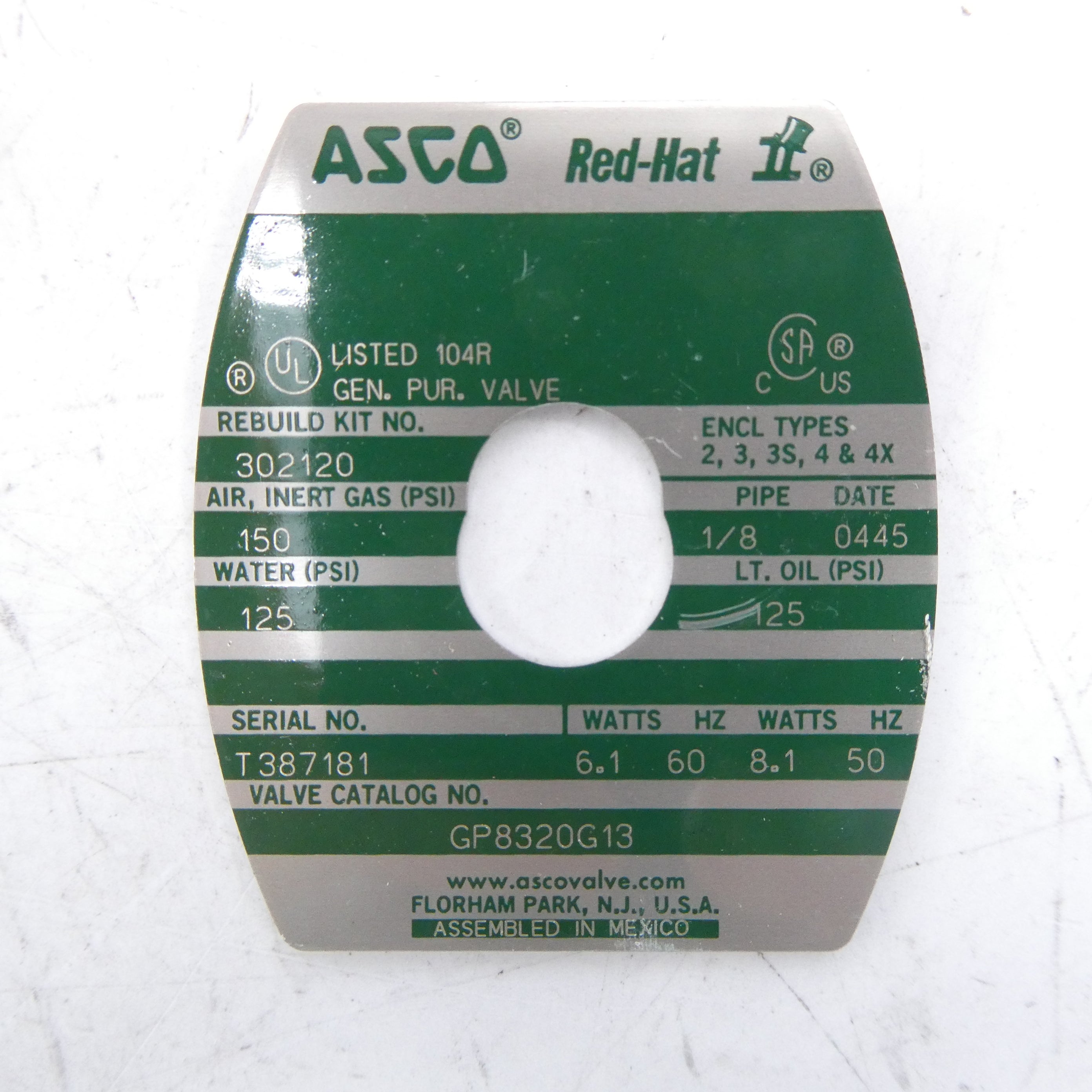 ASCO GP8320G13 110/120V 125PSI 1/8" (AS PICTURED) NSMP