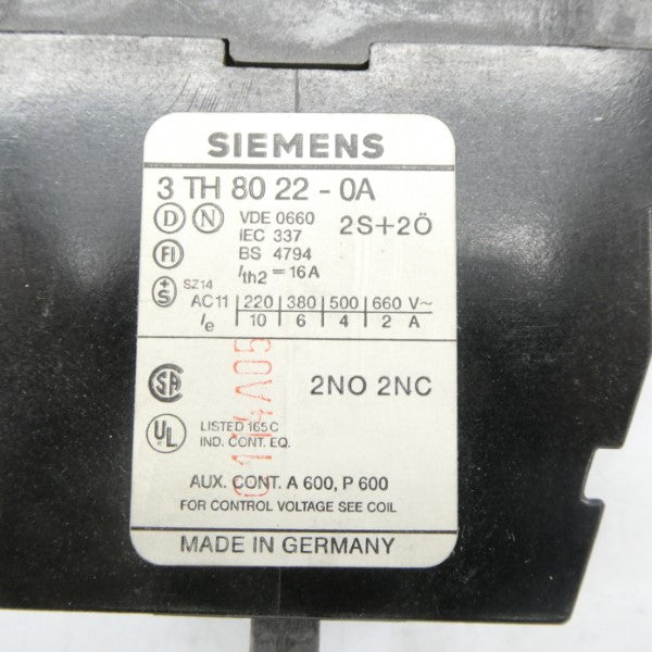 SIEMENS 3TH8022-0A 110V 16A NSNP