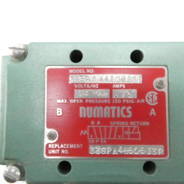 NUMATICS 34SPA441O013P 24V 0.75A 150PSI UNMP