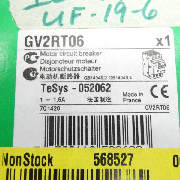 SCHNEIDER ELECTRIC GV2RT06 1-1.6A NSFS