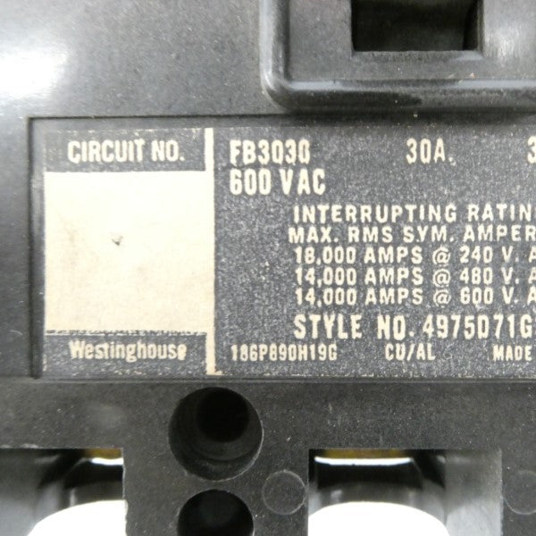 WESTINGHOUSE FB3030 600VAC 30A (AS PICTURED) NSNP