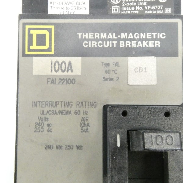 SQUARE D FAL22100 SER. 2 250VDC 100A NSNP