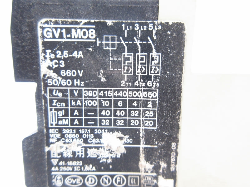 TELEMECANIQUE GV1-M08 660V 2.5-4A UNMP