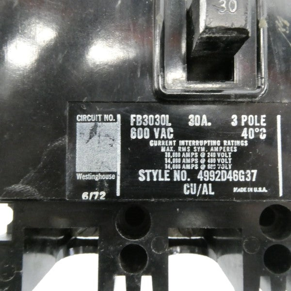 WESTINGHOUSE FB3030L 600VAC 30A NSNP